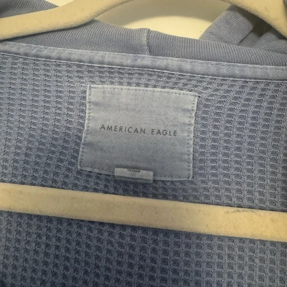 American Eagle Outfitters Light Blue Waffle Hoodie - Picture 2 of 3